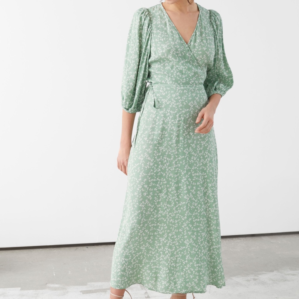 & Other Stories Printed Puff Sleeve Wrap Dress